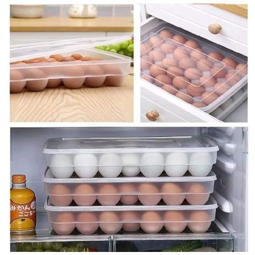 Refrigerator Egg Storage Container, Stackable Egg Tray Holder, Fridge Egg Organizer Box