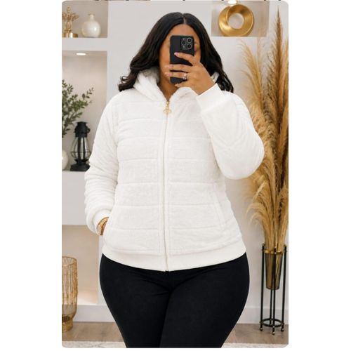 Women's Ultra-Soft White Cozy Plush Zip-Up Hoodie – Thick Warm Everyday Fleece Jacket