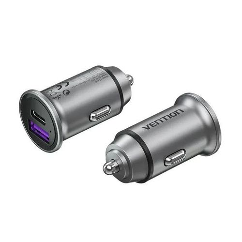 Two-Port USB AC3030 Car Charger Gray Mini Style Aluminium Alloy Type