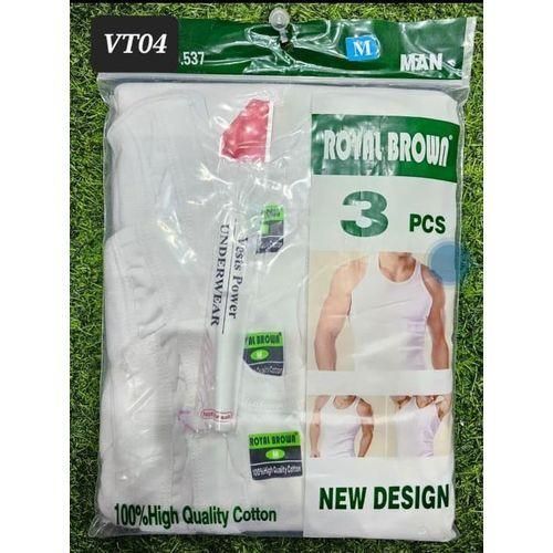 3pcs Cotton Men's Fitted Vest- White