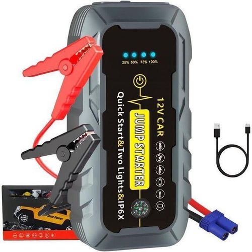 4 in 1 Digital Car Jump Starter,3000A Peak Portable Car Battery Booster,Power Pack for 12V Vehicles up to 6.0L Gasoline/ petrol or 4.0L Diesel, LED emergency/flashlight, USB charging ports power bank, type-C charging, compass, battery clamps