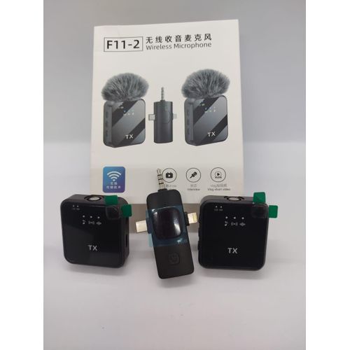3-in-1 Wireless Lavalier Microphone F11-2 with Type-C and Lightning Support for Content Creation