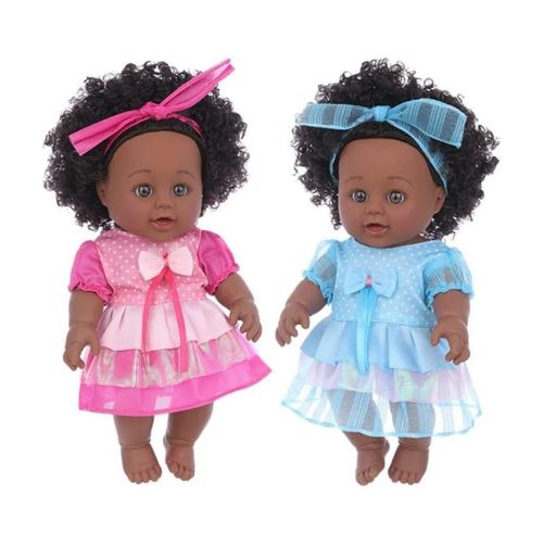 30cm African Black Girl Doll with Natural Hair & Curved Legs