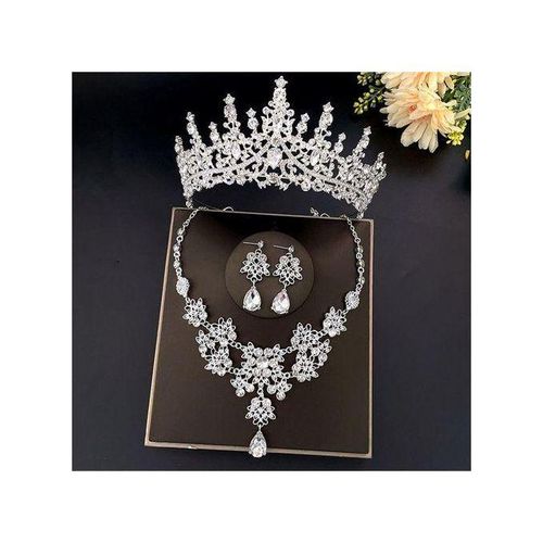 Rose Gold ColorBaroque Bride Crown Set 3piece Artificial Crystal Sweet Birthday Set SCO