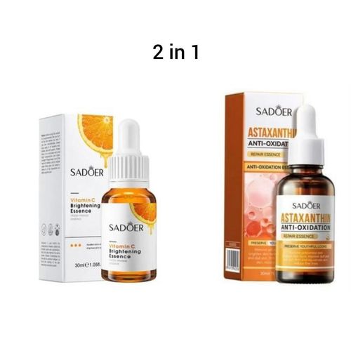 2 in 1 Astaxanthin Face Srum Vitamin C Serum Face Brightening Vitamin C Essence Awakens Skin Vitality Moisturizing Anti Wrinkles Anti Aging Whiten Dark Spots