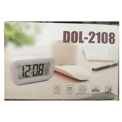 Digital Alarm Clock 12/24hr, Brightness Control, Snooze Button, Temp. Display, Blue