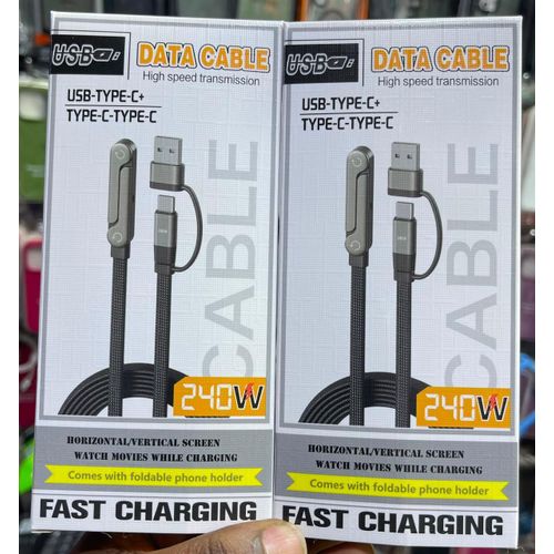 240W Fast Charging 2 in 1 Invisible Holder Charger Cable, 240W USB-C to USB-C PD Fast Charging Cord with Foldable Adjustable Phone Stand, T-Shaped Multi-Angle Stand Data Sync Cable for Laptops, Tablets, Smartphones