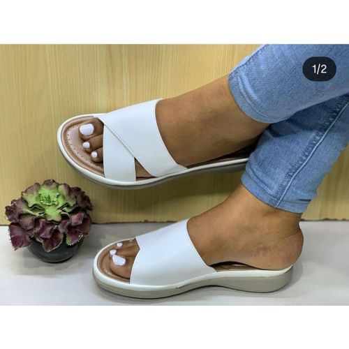 Women’s Soft White Flat Sandals
