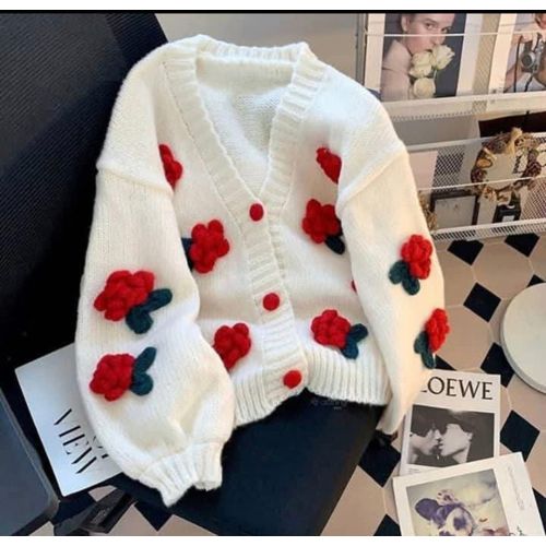 Vintage stylish patched ladies sweater