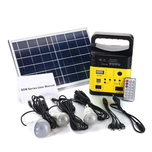 12w 3 bulbs solar panel lighting system kit, power back up portable station with radio and Bluetooth speaker, households multifunctional generator system kit solar light kit