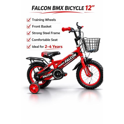 12 Inch Children Bicycle with Basket and Back Rack – Red Toddler Bike 2–4 Years