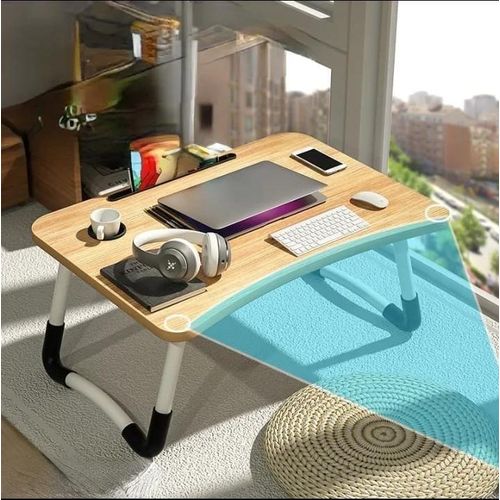 Brown Work Station Stand Folding Desk Laptop Stand