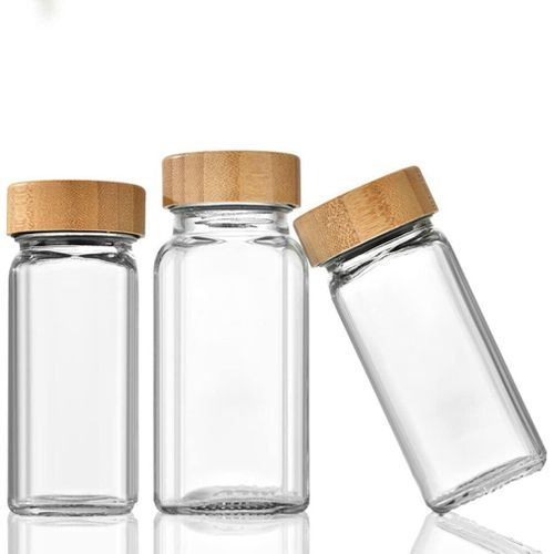 5 Pieces Glass Spices Jars with Label Set 120ml Seasoning Organizer Jars Empty Spices Containers Mini Clear Glass Bottles for Spices Rack Cabinet Drawer - comes with 80pcs label and a pen