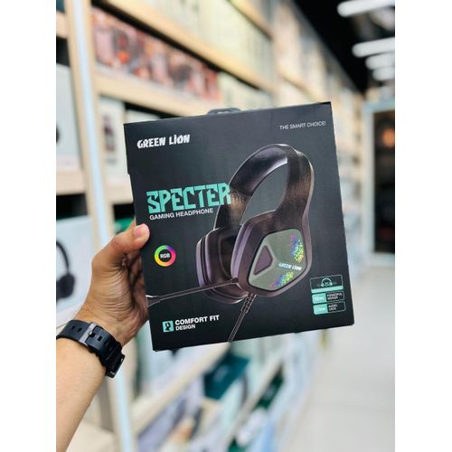 Specter Gaming Headphone with Noise Canceling Microphone Hight Definition Audio 3 Color Lights 35mm Audio Jack 360 Free Bending - Black
