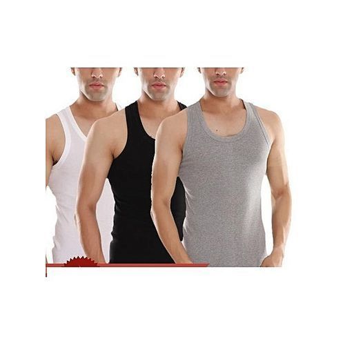 3 In 1 Mens Vests Colors Black White Grey 100 Cotton