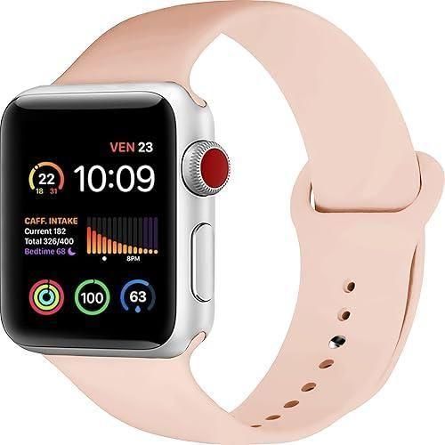 Sport Band For Apple Watch Bands 41mm 40mm 38mm Soft Silicone Sport Wristbands Replacement Strap with Classic Clasp