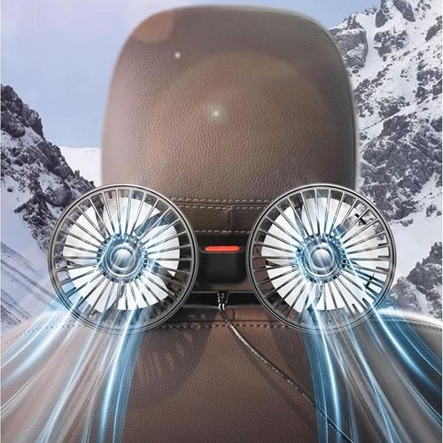 USB Car Cooling Fans for BackseatDual Head Car Fan for Kids360 Rotatable Headrest Fans3-SpeedUltra-Quiet 5V Powerful Electric Air Circulation Fan for SUV Truck Sedan