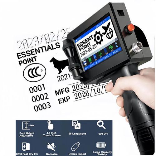 Portable Handheld Inkjet Printe-r Coding Machine 127mm 600 DPI with 42ml Quick-Dry Ink USB Flash Disk Touch Pen Positioning Plate Hand Held Expiry Date Print
