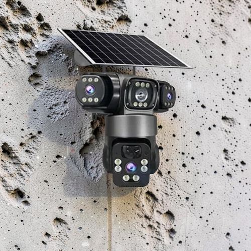 Up To 128gb Tf Card Storage 20MP 4K Ultra HD Resolution 4G PTZ Rotating Triple Lens Three Screens Outdoor Security Solar Camera