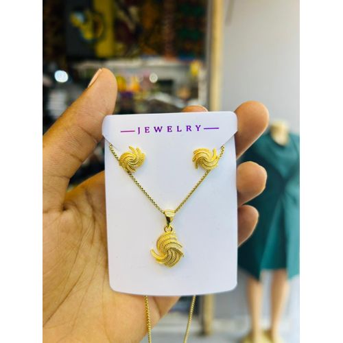 Jewelry Set Luxury Floral Swirl Two-Piece Jewelry Set Necklace Earrings Pendant Accessories