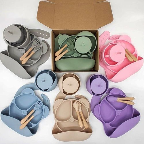 6pc Silicone baby feeding cutlery set