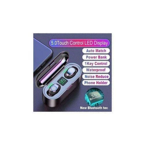 F9 Pro Max Wireless Bluetooth Earbuds With 2000mAh Power Bank – Crystal-Clear Sound, All-Day Comfort, And Emergency Charging On-the-Go