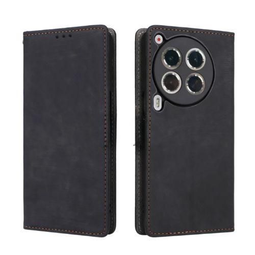 Wallet Black Retro Leather All-Round Protection Flip Cover Case For Tecno Camon 30 Primiere