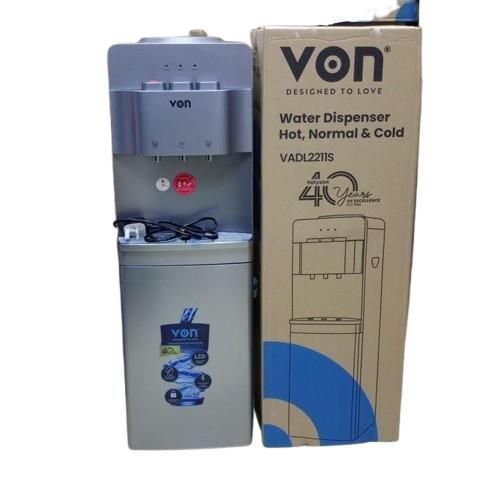 Water Dispenser 3 Tap Hot & Cold & Normal Electric Cooling With Cabinet Push Button Child Lock Safety- SILVER