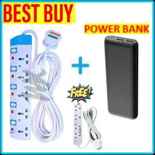 5 Way Power Extension -blue + Powerbank + GIFT