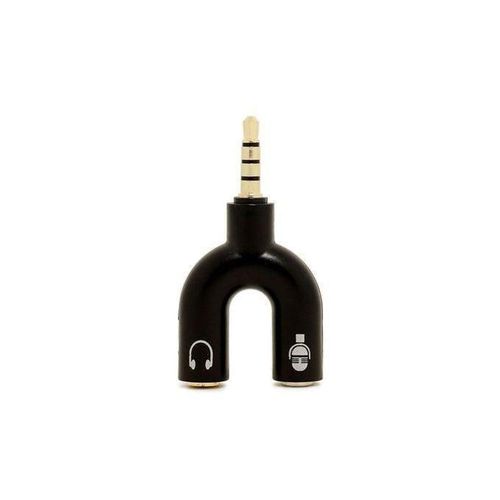 (Yellow)Earphone Connector Converter 3.5mm Stereo Splitter Audio To Mic & Headset Jack Plug Adapter 2 Way U For Mobile Phone Tablet PC MAS