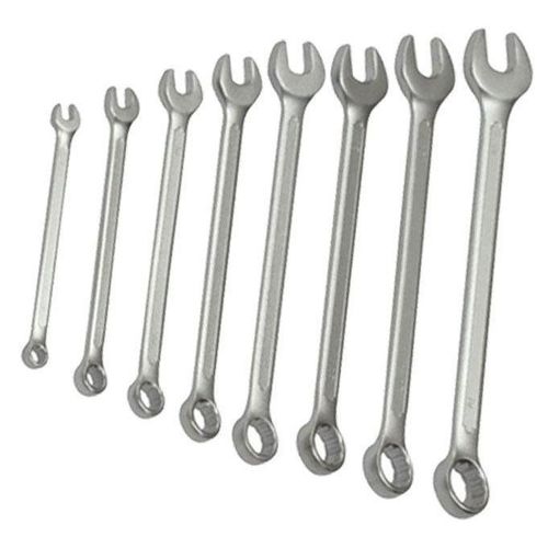 8pcs Spanner Sets Combination Metric Wrench Set Hand Tools For Nut Tools Ring Spanner Torque Gear Ring Wrench Combination Key-Silver