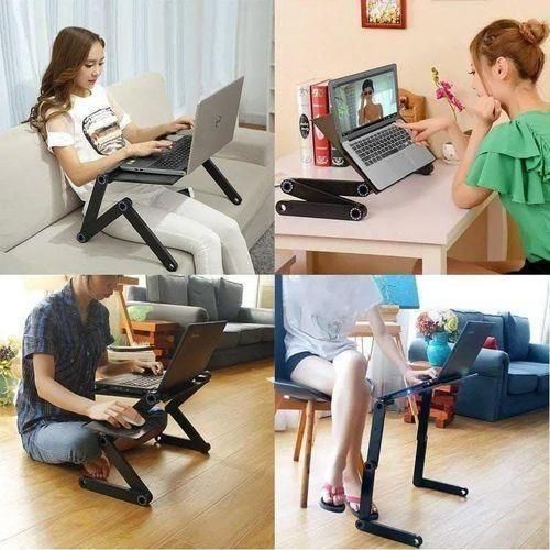 foldable metallic laptop stand with mouse pad and fan