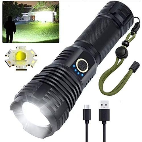 Super Bright LED Torch P50 Rechargeable Metallic Waterproof USB Type-C