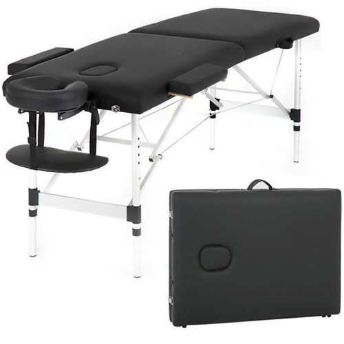 Portable Massage Table Adjustable Lightweight Aluminum Spa Bed Folding Facial Bed with Headrest Armrests Carrying Case