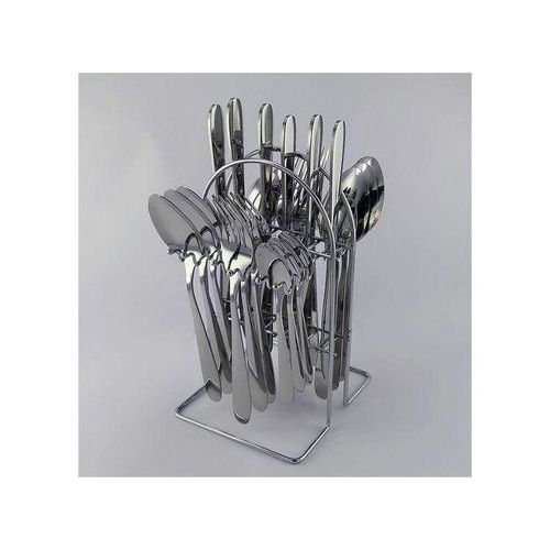 24pcs Stainless steel premium material rust free Cutlery Set with stand - Silver