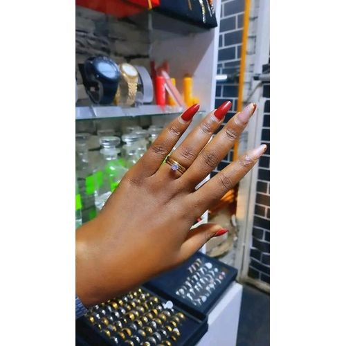 Classical Stainless Steel Solitaire Double Wedding ring Engagement ring Proposal Statement Ring with (free gift box)