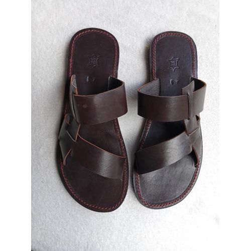 Men Pure Leather Sandals in Brown