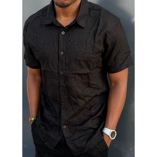 Men Good Quality Plain Shirt -Black