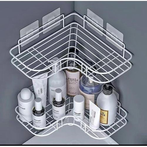 Metallic corner triangular bathroom/kitchen organizer