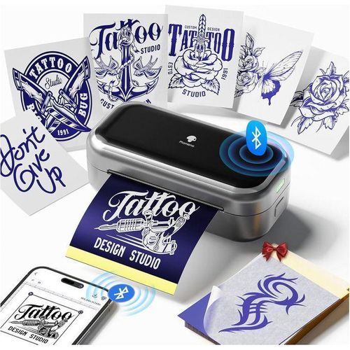 Stencil Printer for 3-Inch DIY Temporary Tattoos for Kids, withfer Paper, Bluetooth Compatible with Phone/Tablet