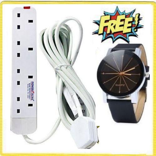 4 Way Power Extension - White +FREE GIFT..,