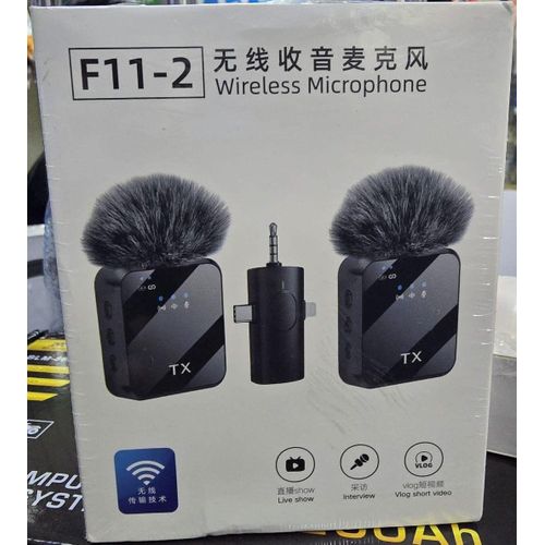 F11-2 Wireless Lapel Microphone with Collar Clip for Outdoor Vlogging and Content Creation