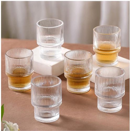 classy short ribbed glasses set of 6