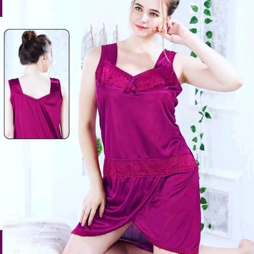 In Touche Women’s Satin Lace Pajama Set Pack of 3 – Purple, Light Pink and Hot Pink Full Length Sleepwear