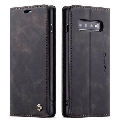 Caseme Black Soft Leather Wallet Flip Cover Case For Samsung Galaxy S10 Plus