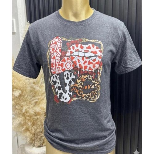 Grey Live Print Branded T.Shirt