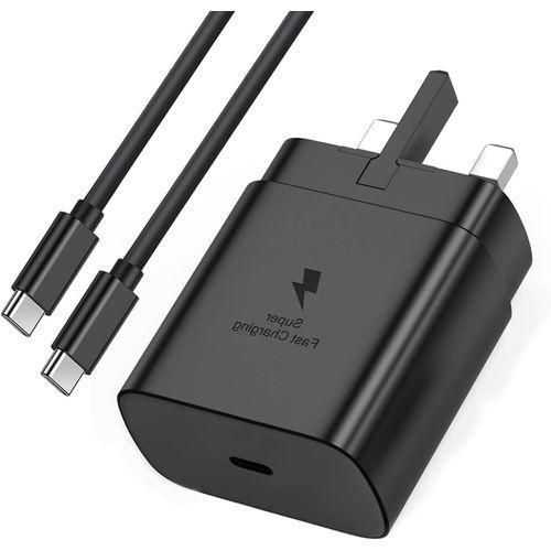 Super Fast 45W USB C Charger Adapter For Type C Devices. Charger For Galaxy S23 Ultra/S22+/S22 Ultra/S21/S20/A13/A14/A54 5G, UK Type C Charger Plug - black.