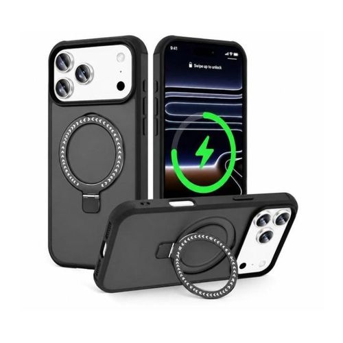 New Original Case Compatible with iPhone 17 Pro Case with Invisible Magnetic O-Ring Stand Magnetic Shockproof Back Translucent Back Case Black