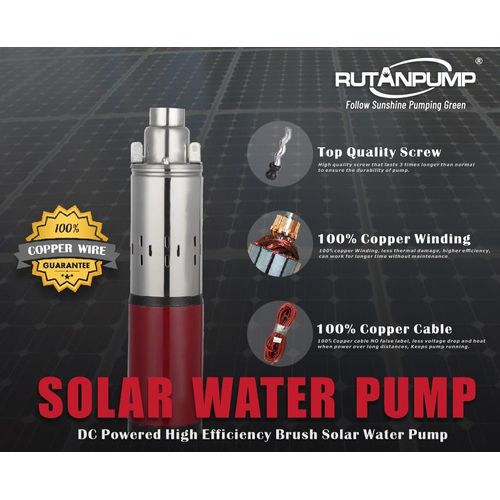 DC Screw Pump Deep Well Solar Submersible High Pressure 12V 50 Meter High Lift