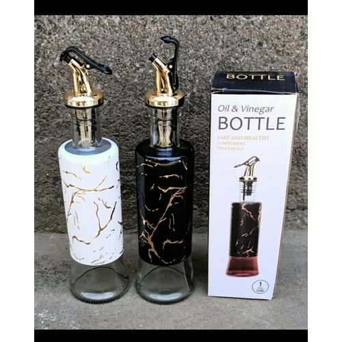 Oil and vinegar bottle BLACK WHITE GLASS